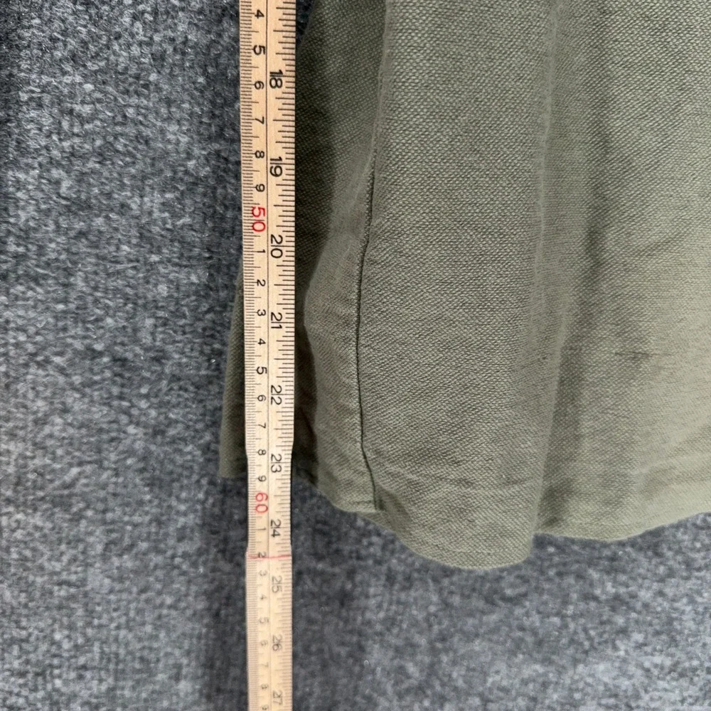 Zara Wide Leg Pants Women Small Green Linen Blend High Waist Cropped Casual Boho